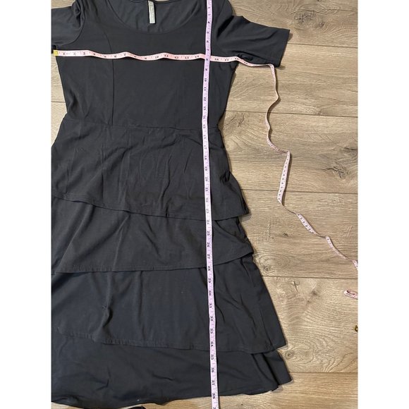 WOMAN'S HANNA ANDERSSON BLACK TIERED RUFFLE SHORT SLEEVE DRESS  S - Picture 2 of 6